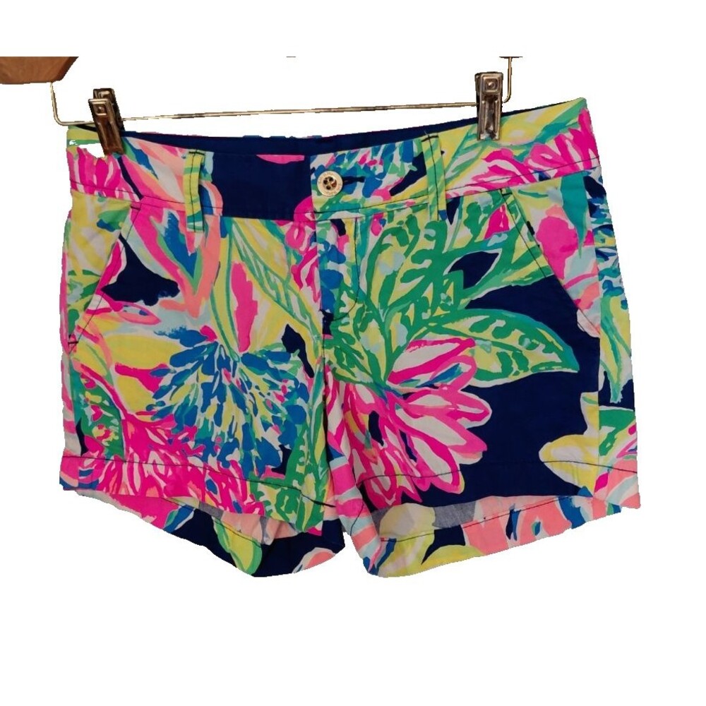 Lilly Pulitzer Callahan Shorts Womens 2 Tropical Floral Multicolor Cotton 5"